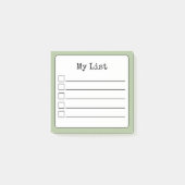 Sage Green Retro Lined Checklist Post-it® Notes (Voorkant)