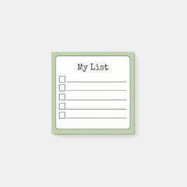Sage Green Retro Lined Checklist Post-it® Notes