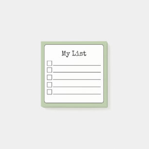Sage Green Retro Lined Checklist Post-it® Notes