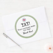 Sage Green Retro Met Hart Zakelijk Dank U Ronde Sticker (Envelop)