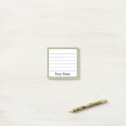 Sage Green Retro Voeg Jouw naam toe Vol Post-it® Notes (Op bureau)