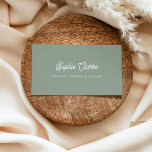 Sage Green | Retroscript met QR-code Visitekaartje<br><div class="desc">Deze eenvoudige en moderne visitekaartjes hebben een boho,  salie groene kleur. Retro maar trendy script samen met eenvoudige vetgedrukte tekst bevat al uw persoonlijke informatie,  terwijl een QR-code maakt de kaart scanbaar.</div>