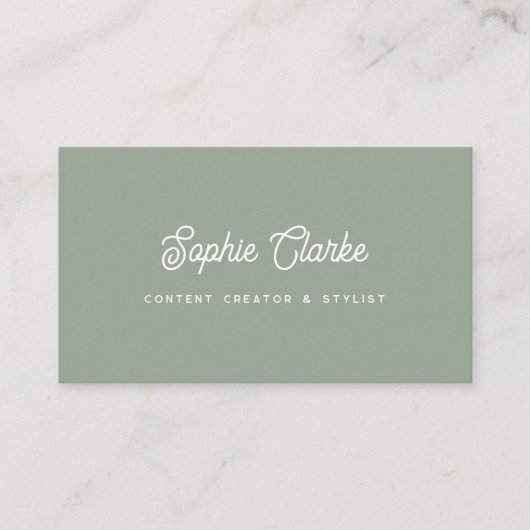 Sage Green | Retroscript met QR-code Visitekaartje (Voorkant)