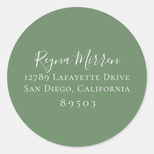 Sage Green Return Address Sticker (Voorkant)