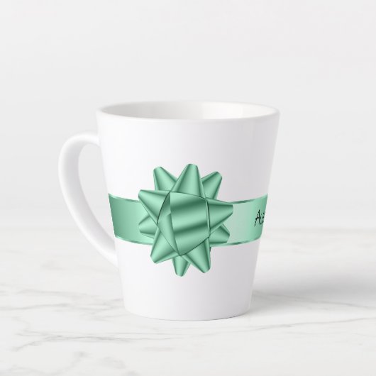 Sage Green Ribbon Bow Kerstmis Latte Mok (Linkerhoek)