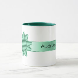 Sage Green Ribbon Bow Kerstmis Mok
