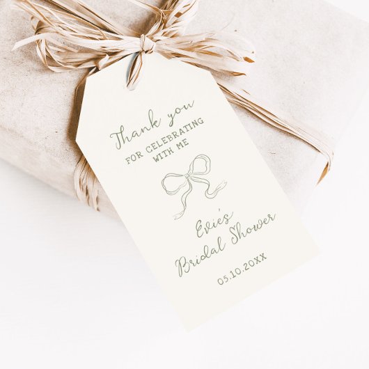 Sage Green Ribbon Vrijgezellenfeest Cadeaulabel