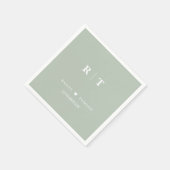 Sage Green Roman Numerals Minimalist Monogram Servet (Hoek)