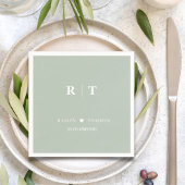 Sage Green Roman Numerals Minimalist Monogram Servet