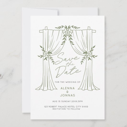 Sage Green Romance Bewaar de Datum Kaart (Voorkant)