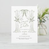 Sage Green Romance Bewaar de Datum Kaart (Staand voorkant)