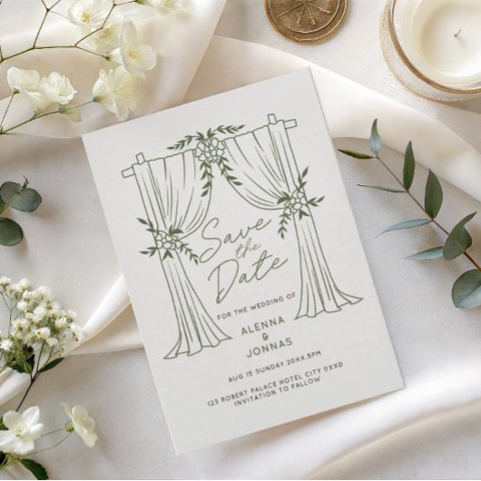 Sage Green Romance Bewaar de Datum Kaart
