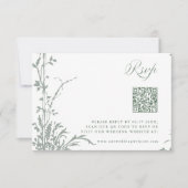 Sage Green Romantic Botanical Garden Wedding RSVP Kaartje (Voorkant)