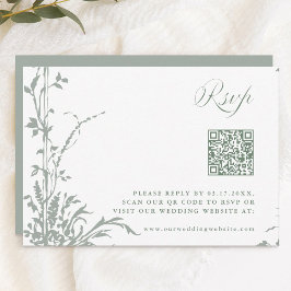 Sage Green Romantic Botanical Garden Wedding RSVP Kaartje