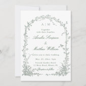Sage Green Romantic Floral Arch Garden Wedding Kaart (Voorkant)