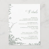 Sage Green Romantic Floral Garden Wedding Details Informatiekaartje (Voorkant)
