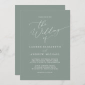 Sage Green Romantic Minimalist Weddenschap Kaart (Voorkant / Achterkant)