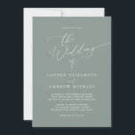 Sage Green Romantic Minimalist Weddenschap Kaart<br><div class="desc">Mooie groene,  minimalistische trouwuitnodiging. Volledig aanpasbaar met namen,  datums,  locatie en kleuren die overeenkomen met uw trouwthema.</div>