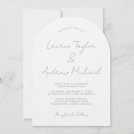 Sage Green Romantic Modern Arch Wedding Invitation Kaart
