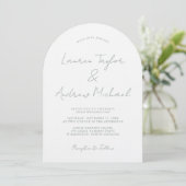 Sage Green Romantic Modern Arch Wedding Invitation Kaart (Staand voorkant)
