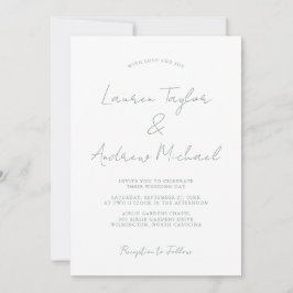 Sage Green Romantic Modern Wedding Invitation Kaart