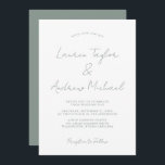 Sage Green Romantic Modern Wedding Invitation Kaart<br><div class="desc">Mooie,  elegante en eenvoudige,  sage groene romantische huwelijksuitnodiging. Volledig aanpasbaar met namen,  datums,  locatie en kleuren die overeenkomen met uw trouwthema.</div>