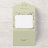 Sage Green  Romantic Wildflower No Dinner All In One Uitnodiging (Buitenkant)