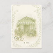 Sage Green Romantisch bruiloft outdoor café Informatiekaartje (Achterkant)