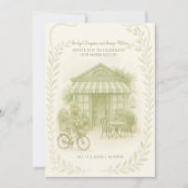 Sage Green Romantisch bruiloft outdoor café Kaart (Voorkant)