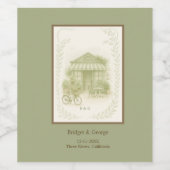 Sage Green Romantisch bruiloft outdoor café Wijn Etiket (Enkel label)