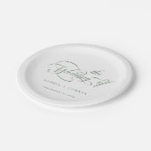 Sage Green Romantische Classy Calligrafie Trouwen Papieren Bordje (Gekanteld)
