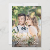 Sage Green Romantische Franse Floral Crest Foto Bedankkaart (Voorkant)