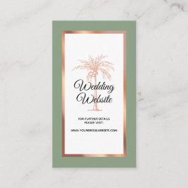 Sage Green Roos Gold Copper Palm Wedding Website Informatiekaartje