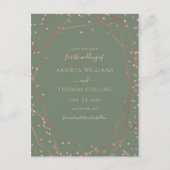 Sage Green Roos Gold Geometric Save the Date Aankondigingskaart (Voorkant)