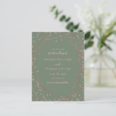 Sage Green Roos Gold Geometric Save the Date Aankondigingskaart (Staand voorkant)