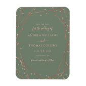 Sage Green Roos Gold Geometric Save the Date Magneet (Verticaal)