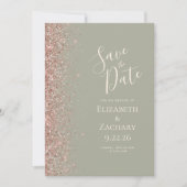 Sage Green Roos Gold Save the Date Aankondiging (Voorkant)