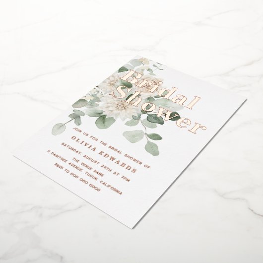 Sage Green & Roos Gold Vrijgezellenfeest Folie Uitnodiging (Gedraaid)