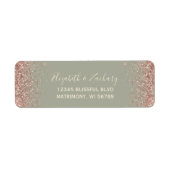Sage Green Roos Gold Wedding Retouradres Etiket (Voorkant)
