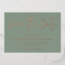 Sage Green & Roos Gold Wedding Save the Date Folie Uitnodiging