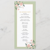 Sage Green & Roos Pink Garden Elegant Wedding Programmakaart (Achterkant)