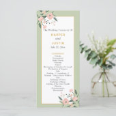 Sage Green & Roos Pink Garden Elegant Wedding Programmakaart (Staand voorkant)