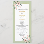 Sage Green & Roos Pink Garden Elegant Wedding Programmakaart (Voorkant)