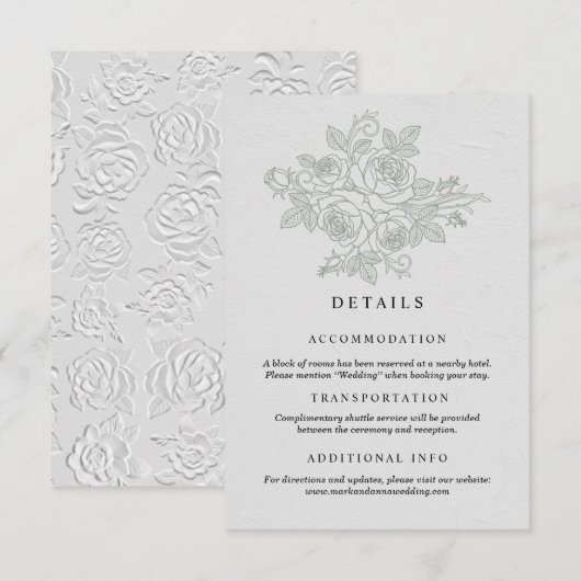 Sage Green Roos Trouwdag Details Kaart (Voorkant / Achterkant)