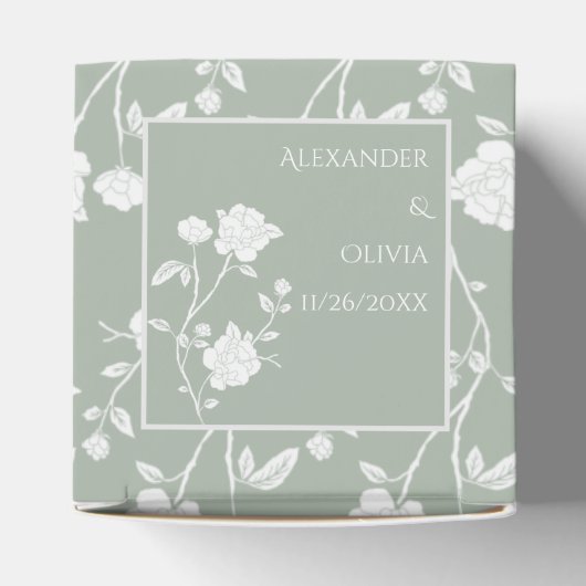 Sage Green Roos Wedding Favor Box Bedankdoosjes (Bovenkant)