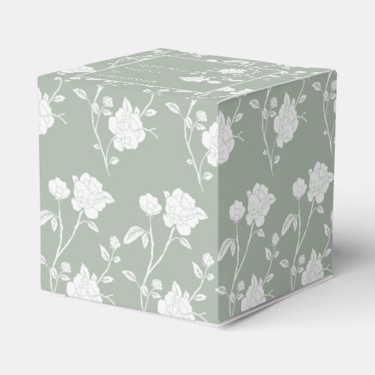 Sage Green Roos Wedding Favor Box Bedankdoosjes (Achterkant)