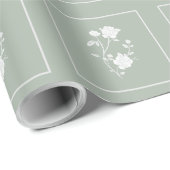 Sage Green Roos Wedding Wrapping Paper Cadeaupapier (Rol Hoek)