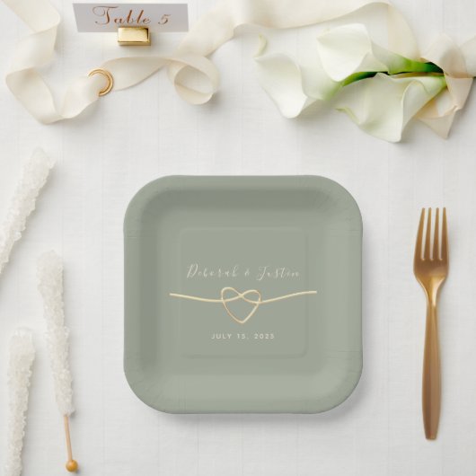 Sage Green Rope Heart Wedding Bord (Huwelijk)