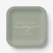 Sage Green Rope Heart Wedding Bord (Voorkant)