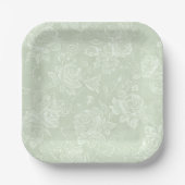 Sage Green Rose Garden Party Papieren Bordje (Voorkant)